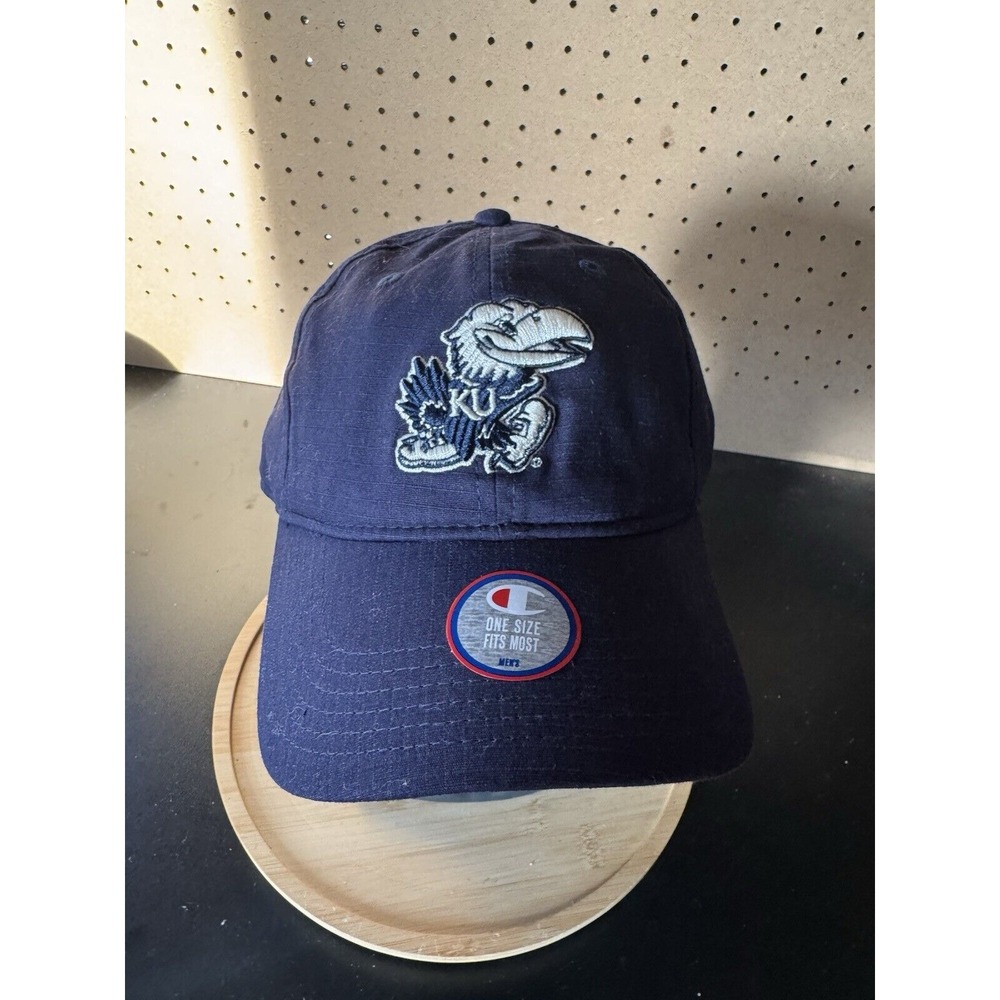 Kansas University Jayhawks Champion Cap Hat Ripstop Adjustable‎ Navy Blue NWT
